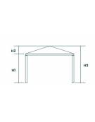 Tendostruttura quadrata con struttura acciaio zincato e telo PVC ignifugo-Dimensioni cm 900x900x580h-Altezza sottotrave cm 280