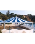 Tendostruttura quadrata con struttura acciaio zincato e telo PVC ignifugo-Dimensioni metri 12x12 - Altezza sottotrave cm 280