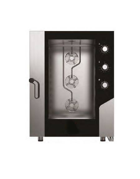 Forno elettrico ventilato a convezione con vapore diretto - Pannello elettromeccanico -Capacità 10 Teglie GN 2/1
