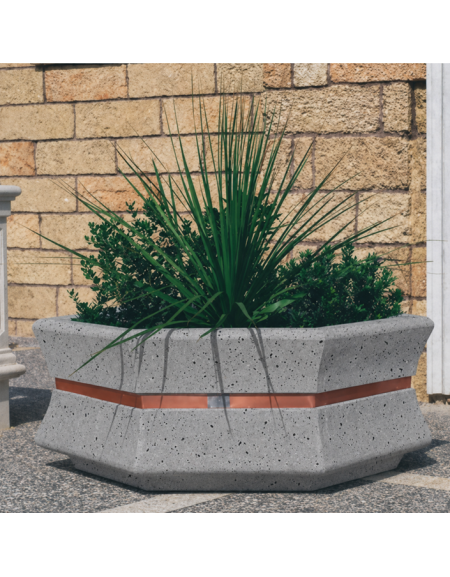 Fioriera esagonale  per esterno in cemento calcestruzzo - colore Grigio pietra - cm 155x120x65h - Conforme ai CAM