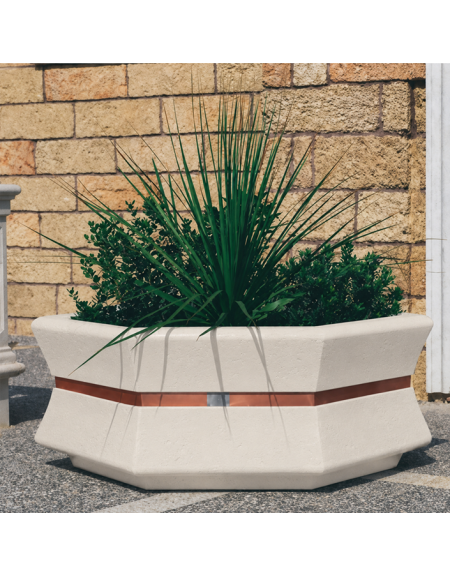 Fioriera esagonale da esterno in cemento calcestruzzo - colore Bianco pietra - cm 155x120x65h - Conforme ai CAM