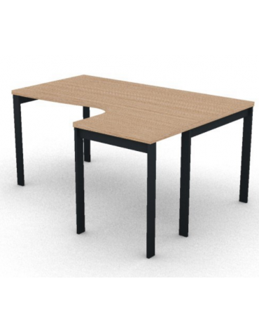 Workstation Dx forma a L, piano melaminico spessore mm 30 e struttura metallica gambe a ponte -Colori a scelta- cm 160x120x74,5h