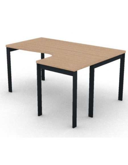 Workstation Dx forma a L, piano melaminico spessore mm 30 e struttura metallica gambe a ponte -Colori a scelta- cm 160x120x74,5h