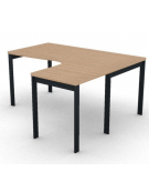 Workstation Dx forma a L, piano melaminico spessore mm 30 e struttura metallica gambe a ponte -Colori a scelta- cm 160x140x74,5h