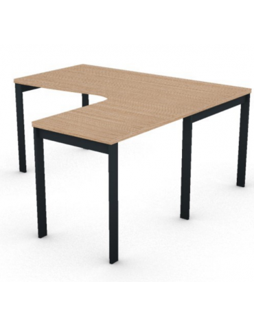 Workstation Dx forma a L, piano melaminico spessore mm 30 e struttura metallica gambe a ponte -Colori a scelta- cm 160x160x74,5h
