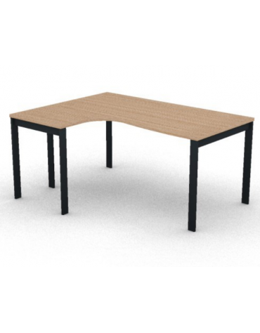 Workstation Sx forma a L, piano melaminico spessore mm 25 e struttura metallica gambe a ponte - Colori a scelta - cm 160x120x74h