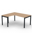 Workstation Sx forma a L, piano melaminico spessore mm 25 e struttura metallica gambe a ponte - Colori a scelta - cm 160x140x74h