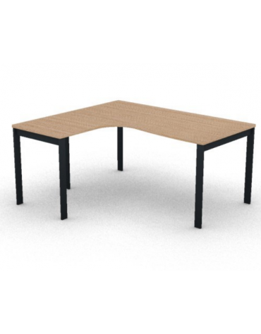 Workstation Sx forma a L, piano melaminico spessore mm 25 e struttura metallica gambe a ponte - Colori a scelta - cm 160x140x74h