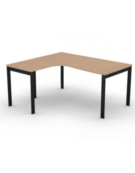 Workstation Sx forma a L, piano melaminico spessore mm 25 e struttura metallica gambe a ponte - Colori a scelta - cm 160x140x74h