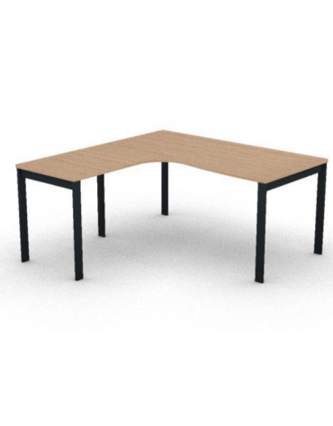 Workstation Sx forma a L, piano melaminico spessore mm 25 e struttura metallica gambe a ponte - Colori a scelta - cm 160x120x74h