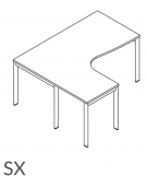 Workstation Sx forma a L, piano melaminico spessore mm 25 e struttura metallica gambe a ponte - Colori a scelta - cm 160x120x74h