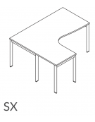Workstation Sx forma a L, piano melaminico spessore mm 30 e struttura metallica gambe a ponte -Colori a scelta- cm 160x120x74,5h