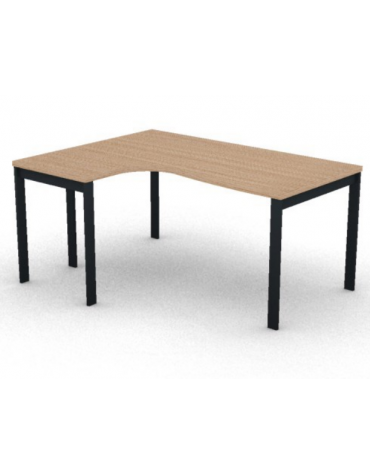 Workstation Sx forma a L, piano melaminico spessore mm 30 e struttura metallica gambe a ponte -Colori a scelta- cm 160x120x74,5h