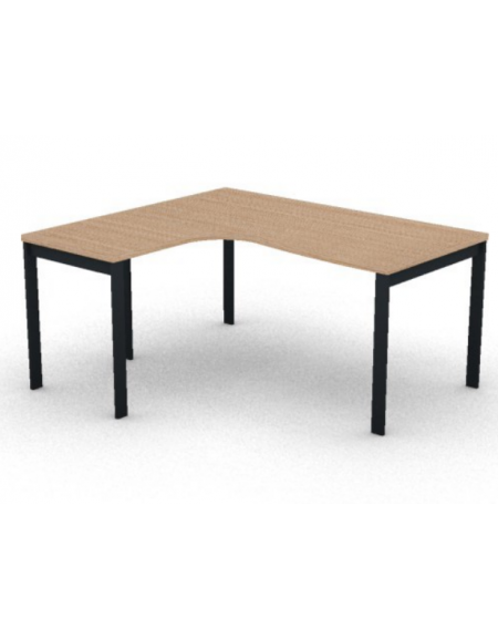 Workstation Sx forma a L, piano melaminico spessore mm 30 e struttura metallica gambe a ponte -Colori a scelta- cm 160x140x74,5h