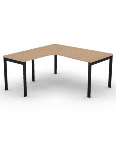 Workstation Sx forma a L, piano melaminico spessore mm 30 e struttura metallica gambe a ponte -Colori a scelta- cm 160x160x74,5h