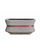 Fioriera in cemento calcestruzzo ovale colore Grigio travertino - con fascia color rame - cm 100x60x65h - conforme ai CAM
