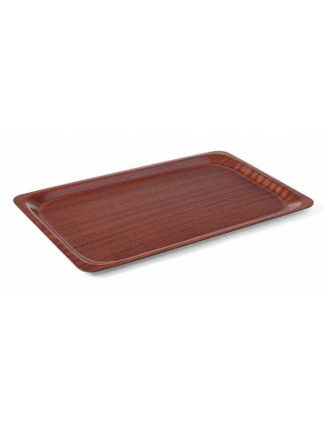 VASSOIO IN LAMINATO PLASTICO ANTISCIVOLO CM 61X43 - COLORE MOGANO