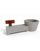 Panchina con fioriera tonda in cemento - colore Grigio travertino - schienale in legno per 1 posto - cm 230x129x100h - CAM
