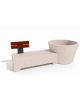 Panchina con fioriera tonda in cemento - colore Bianco travertino - schienale in legno per 1 posto - cm 230x129x100h - CAM