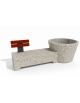 Panchina con fioriera tonda in cemento - colore Grigio sabbiato - schienale in legno per 1 posto - cm 230x129x100h - CAM