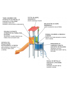 Torre singola teen con tetto, struttura in legno di pino nordico, scivolo in polietilene - cm 162x368x337h