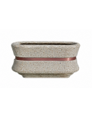 Fioriera in cemento calcestruzzo ovale colore Grigio sabbiato - con fascia color rame - cm 100x60x65h - conforme ai CAM