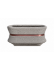 Fioriera in cemento calcestruzzo ovale colore Bianco sabbiato - con fascia color rame - cm 100x60x65h - conforme ai CAM