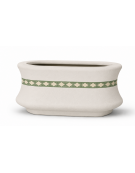 Fioriera ovale in cemento calcestruzzo colore Bianco pietra - con greca decorativa - cm 100x60x65h - Conforme ai CAM