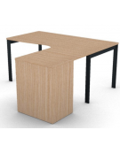 Workstation Dx con cassettiera portante e gambe a ponte - piano melaminico spessore mm 30 - Colori a scelta - cm 160x160x74,5h