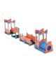 Gioco componibile trenino con pali in alluminio e 1 tunnel in polietilene - cm 1004x124x223h