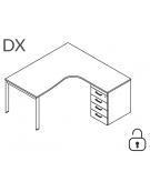 Workstation Dx con cassettiera portante e gambe a ponte - piano melaminico spessore mm 25 - Colori a scelta - cm 160x140x74h