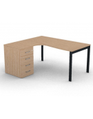 Workstation Sx con cassettiera portante e gambe a ponte - piano melaminico spessore mm 25 - Colori a scelta - cm 160x140x74h