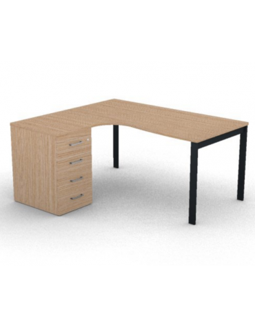 Workstation Sx con cassettiera portante e gambe a ponte - piano melaminico spessore mm 25 - Colori a scelta - cm 160x140x74h