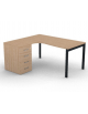 Workstation Sx con cassettiera portante e gambe a ponte - piano melaminico spessore mm 25 - Colori a scelta - cm 160x140x74h