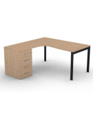 Workstation Sx con cassettiera portante e gambe a ponte - piano melaminico spessore mm 25 - Colori a scelta - cm 160x160x74h