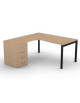 Workstation Sx con cassettiera portante e gambe a ponte - piano melaminico spessore mm 25 - Colori a scelta - cm 160x160x74h