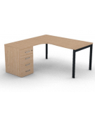 Workstation Sx con cassettiera portante e gambe a ponte - piano melaminico spessore mm 30 - Colori a scelta - cm 160x160x74,5h