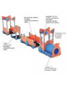 Gioco componibile trenino con pali in plastica riciclata e 1 tunnel in polietilene - cm 1004x124x223h