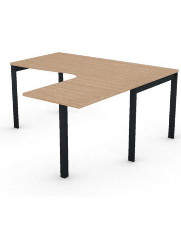 Workstation Dx con gamba autoportante e gambe a ponte - piano melaminico spessore mm 25 - Colori a scelta - cm 160x160x74h