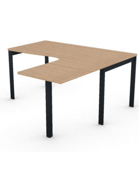Workstation Dx con gamba autoportante e gambe a ponte - piano melaminico spessore mm 25 - Colori a scelta - cm 160x160x74h