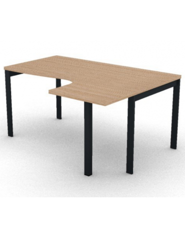 Workstation Dx con gamba autoportante e gambe a ponte - piano melaminico spessore mm 30 - Colori a scelta - cm 160x120x74,5h