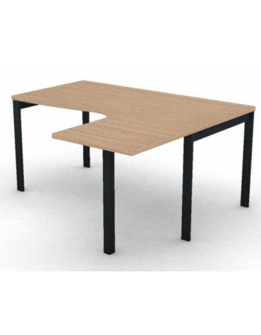 Workstation Dx con gamba autoportante e gambe a ponte - piano melaminico spessore mm 30 - Colori a scelta - cm 160x140x74,5h