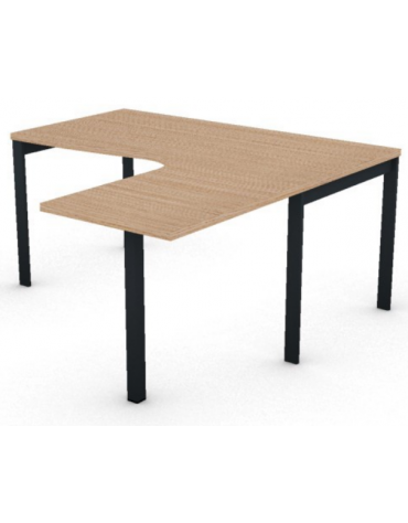 Workstation Dx con gamba autoportante e gambe a ponte - piano melaminico spessore mm 30 - Colori a scelta - cm 160x160x74,5h
