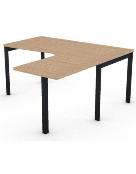 Workstation Dx con gamba autoportante e gambe a ponte - piano melaminico spessore mm 30 - Colori a scelta - cm 160x160x74,5h