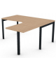 Workstation Dx con gamba autoportante e gambe a ponte - piano melaminico spessore mm 30 - Colori a scelta - cm 160x160x74,5h