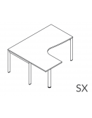 Workstation Sx con gamba autoportante e gambe a ponte - piano melaminico spessore mm 30- Colori a scelta - cm 160x140x74,5h