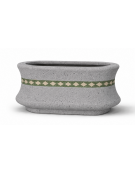 Fioriera ovale in cemento calcestruzzo colore Grigio pietra - con greca decorativa - cm 100x60x65h - Conforme ai CAM