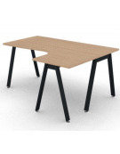 Workstation Dx forma a L con piano melaminico spessore mm 25 e gambe inclinate metalliche - Colori a scelta - cm 160x120x74h