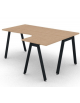 Workstation Dx forma a L con piano melaminico spessore mm 25 e gambe inclinate metalliche - Colori a scelta - cm 160x120x74h