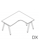 Workstation Dx forma a L con piano melaminico spessore mm 25 e gambe inclinate metalliche - Colori a scelta - cm 160x160x74h